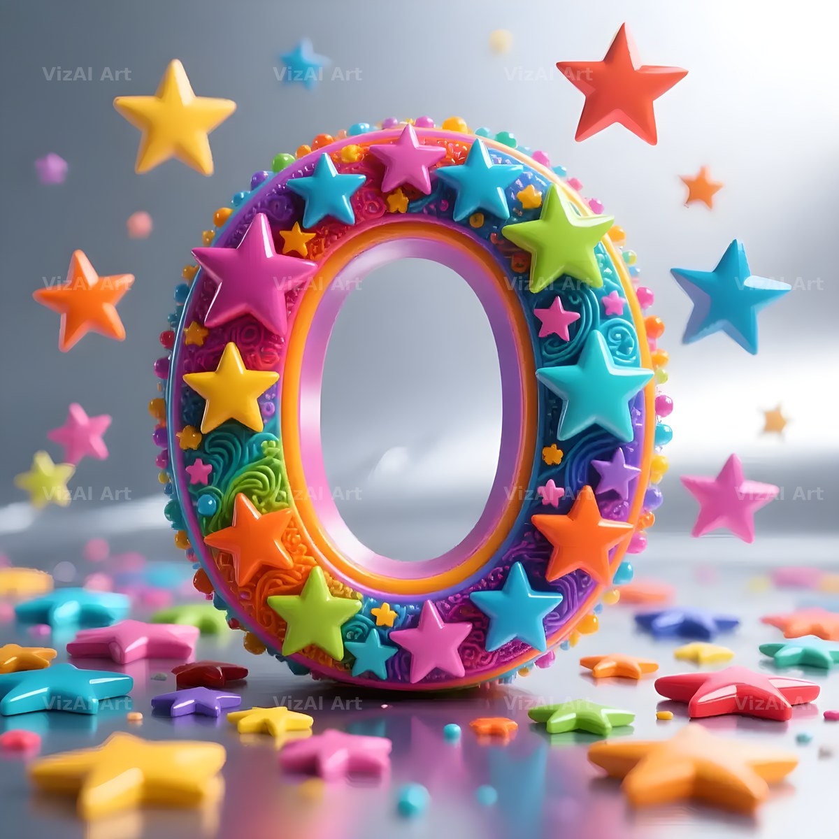 Star Confetti Pop alphabet letter O