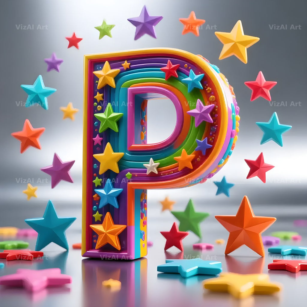 Star Confetti Pop alphabet letter P