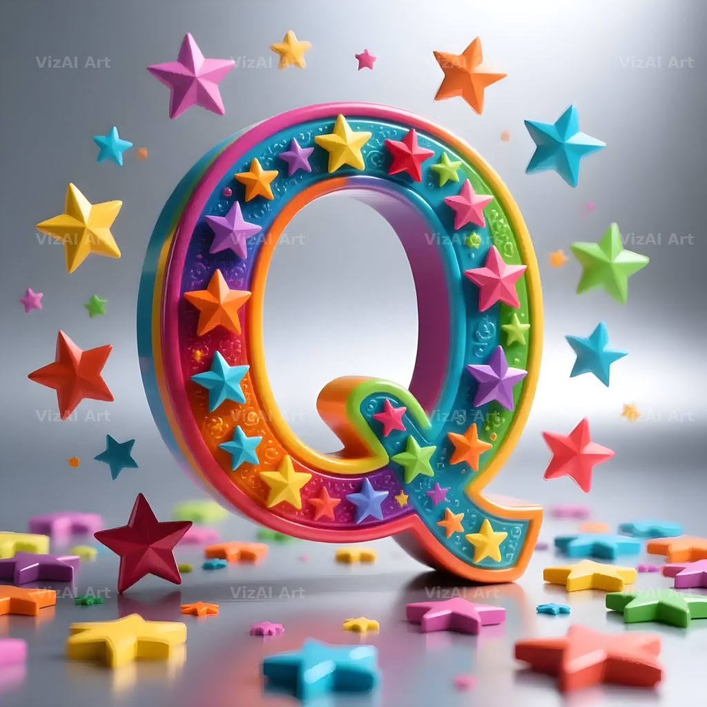 Star Confetti Pop alphabet letter Q