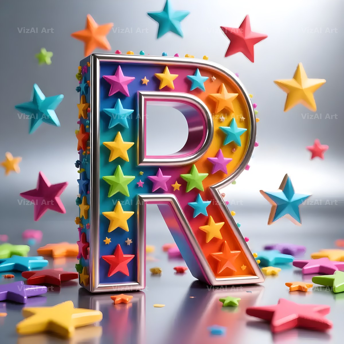Star Confetti Pop alphabet letter R