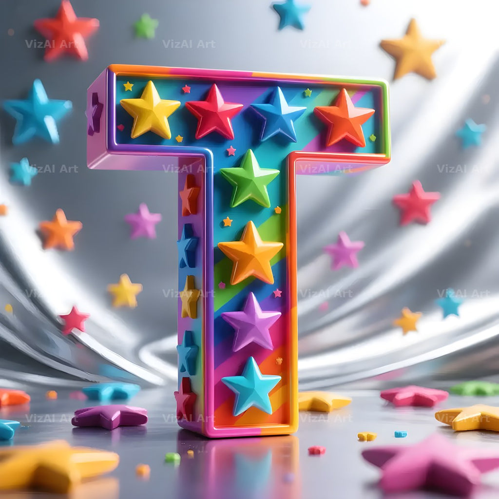 Star Confetti Pop alphabet letter T