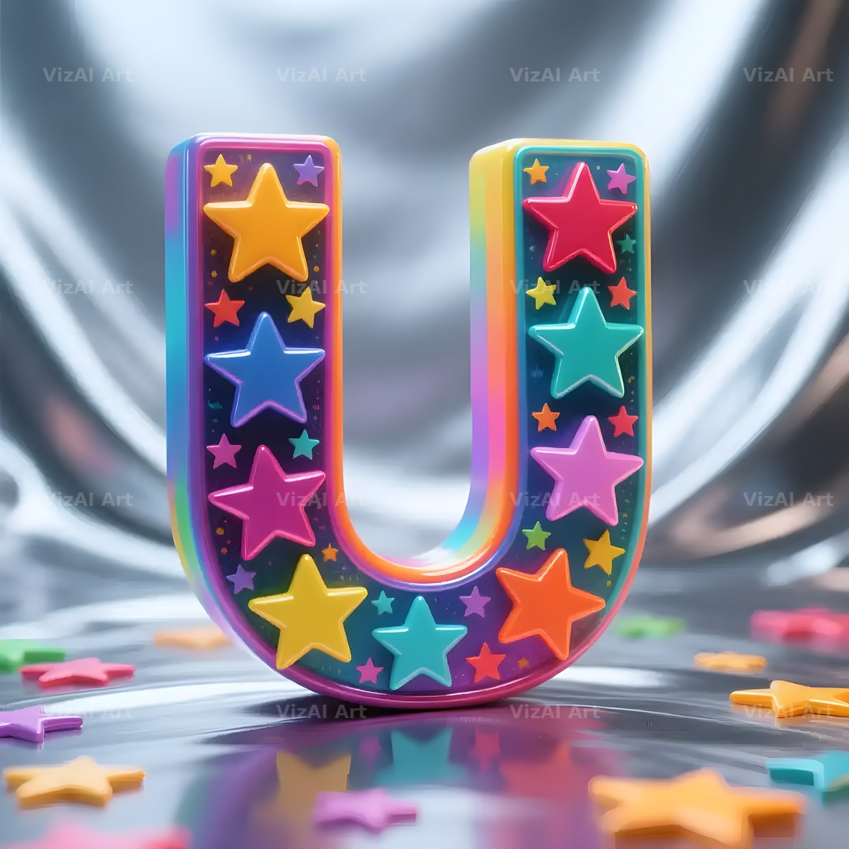 Star Confetti Pop alphabet letter U