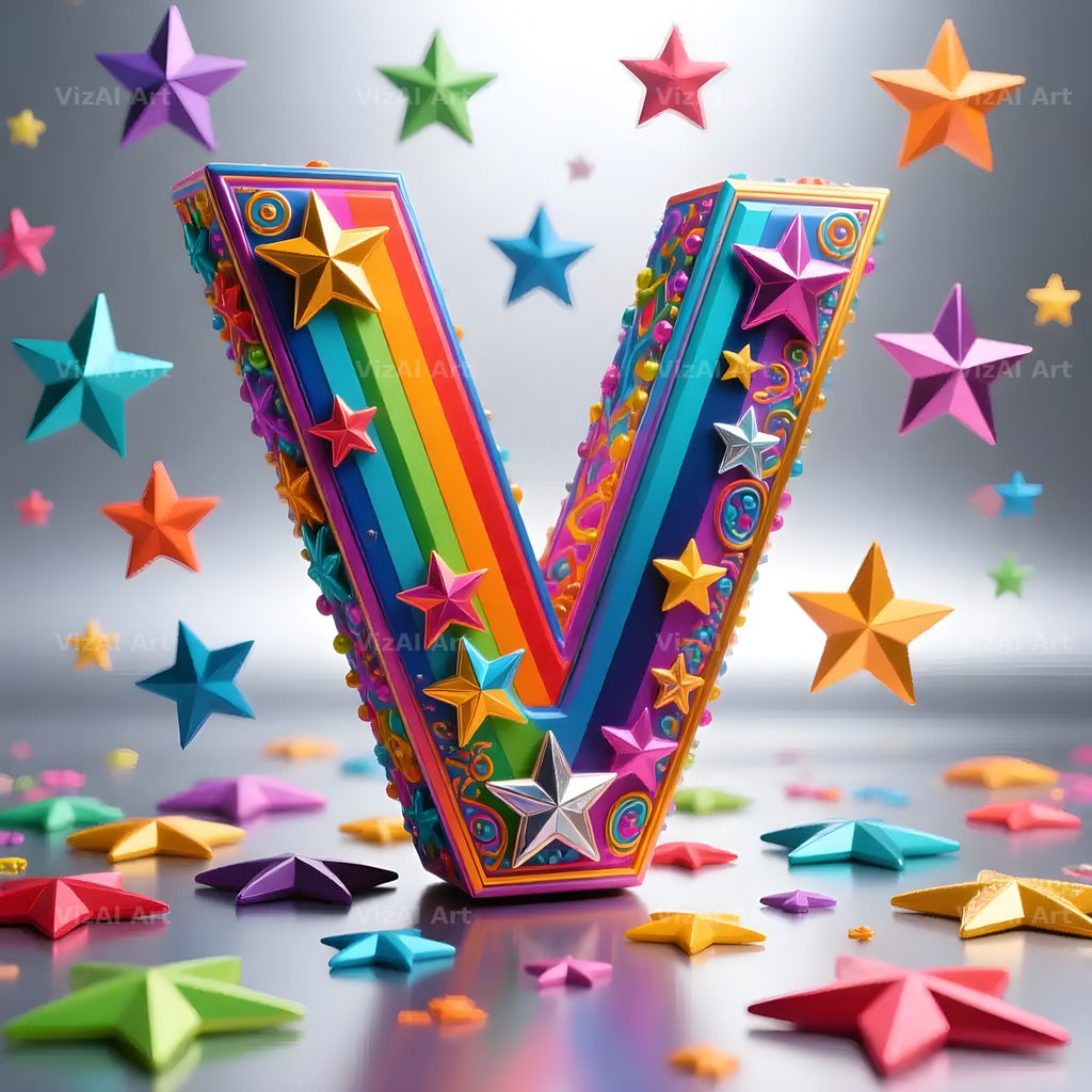 Star Confetti Pop alphabet letter V