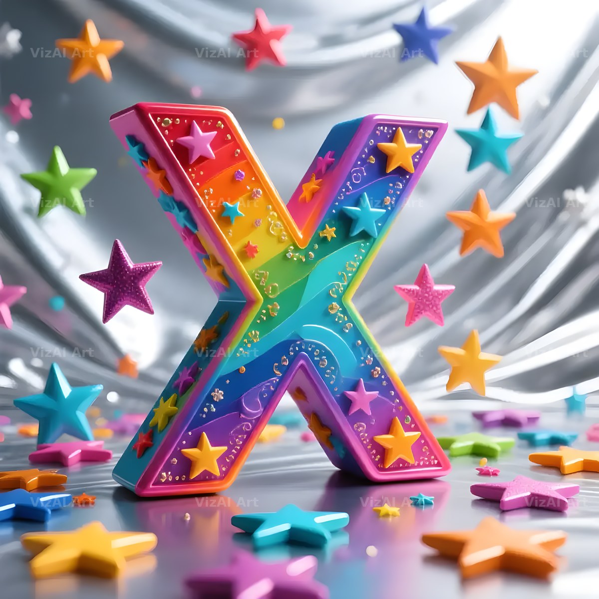 Star Confetti Pop alphabet letter X