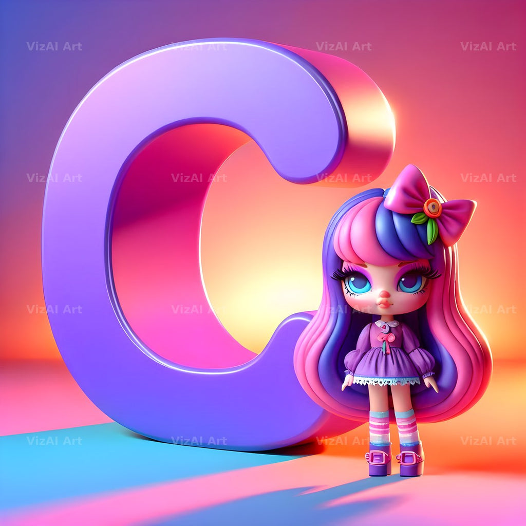 Toy Doll Pastel alphabet letter C