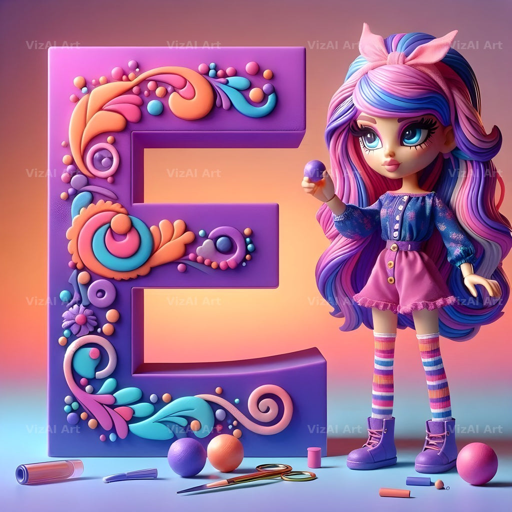 Toy Doll Pastel alphabet letter E