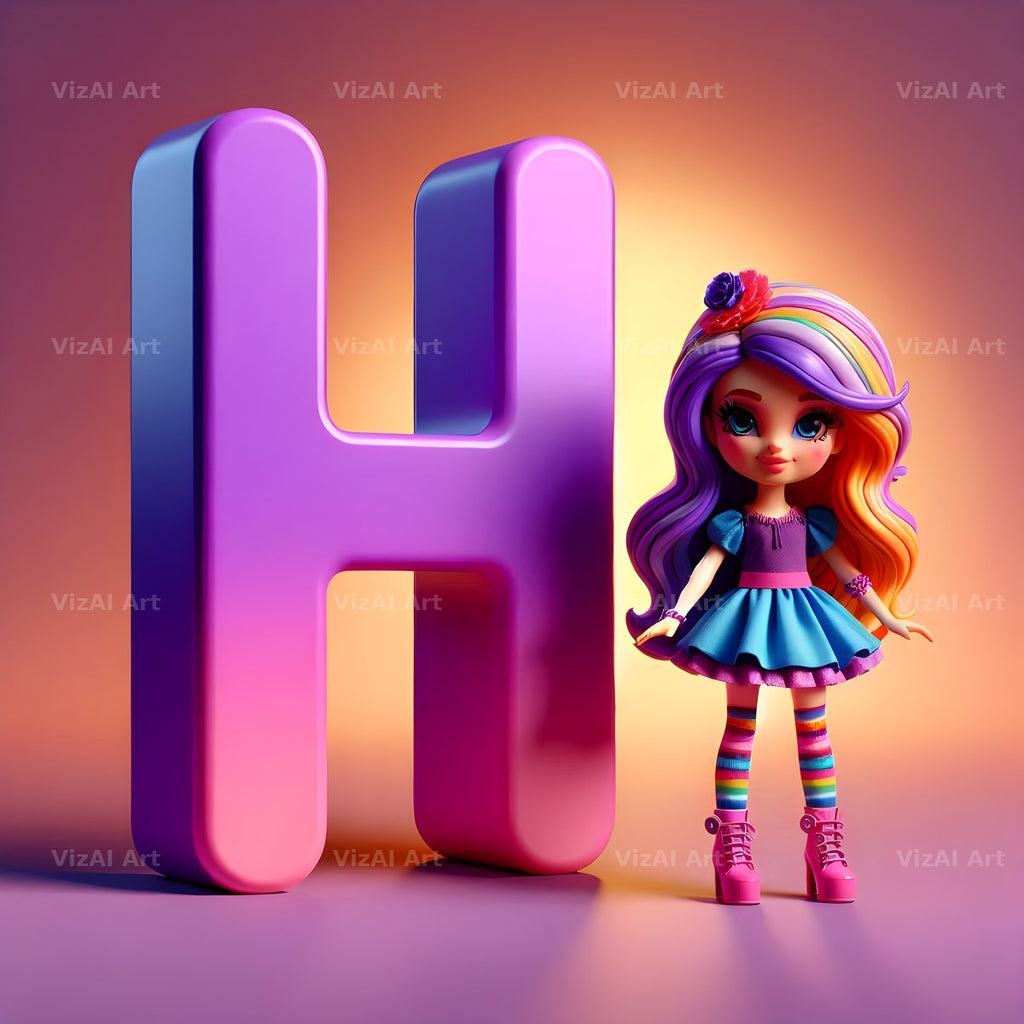 Toy Doll Pastel alphabet letter H