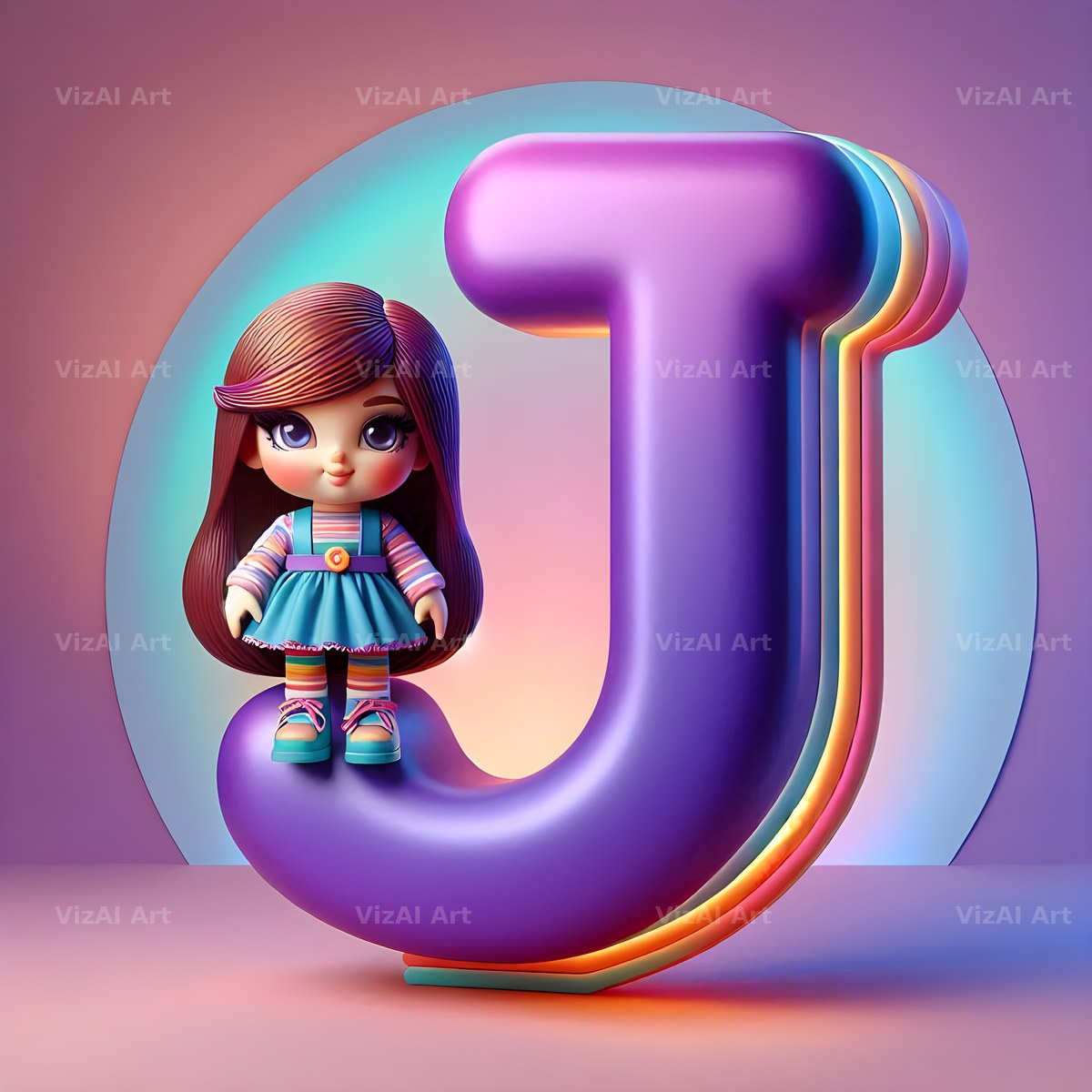 Toy Doll Pastel alphabet letter J