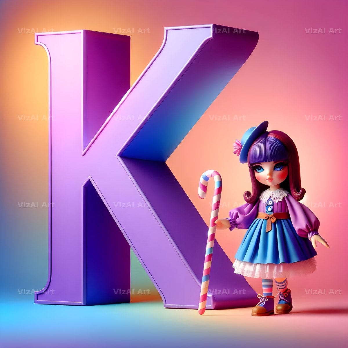 Toy Doll Pastel alphabet letter K