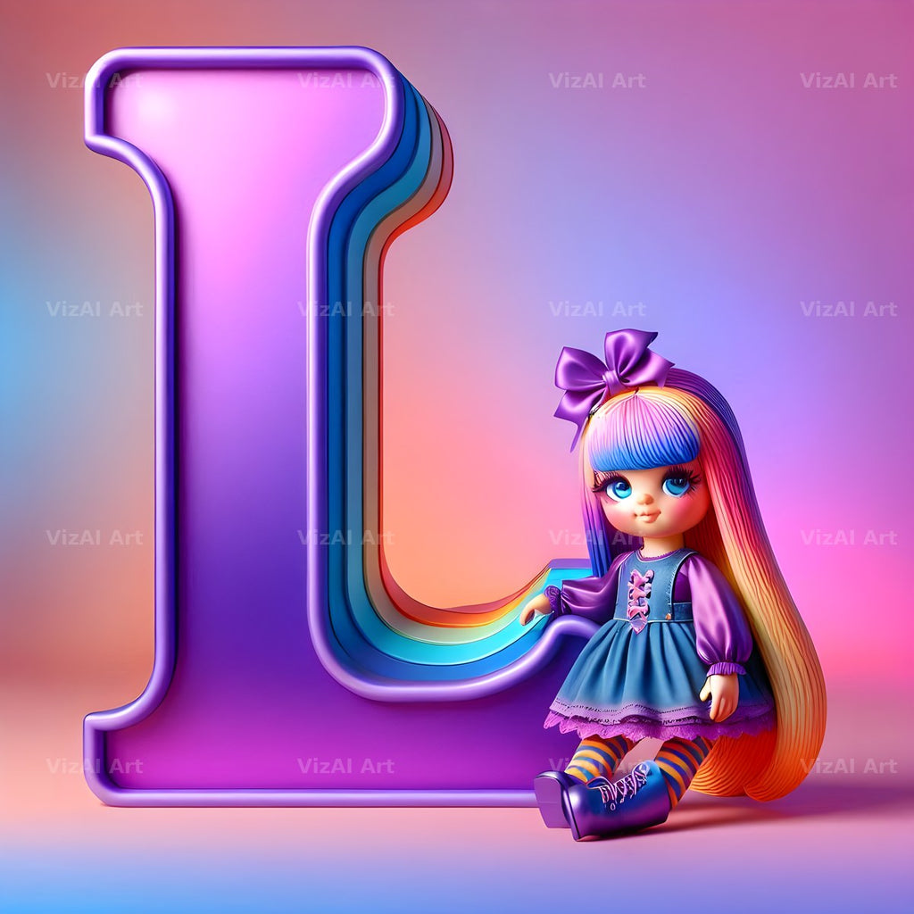 Toy Doll Pastel alphabet letter L