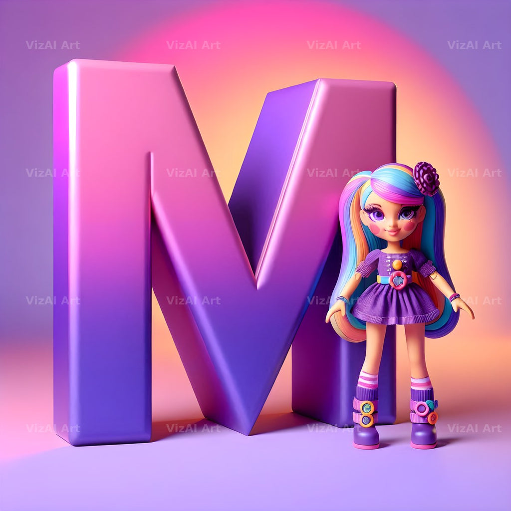 Toy Doll Pastel alphabet letter M
