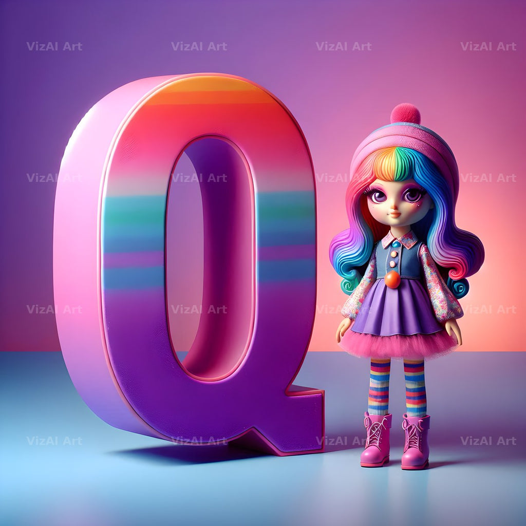 Toy Doll Pastel alphabet letter Q