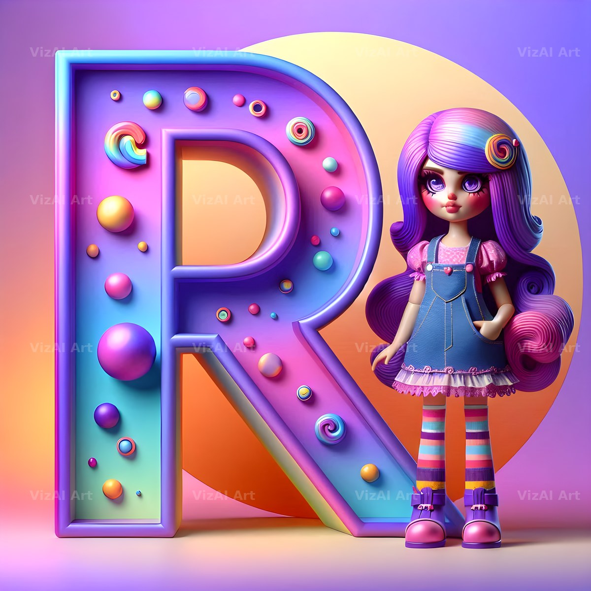 Toy Doll Pastel alphabet letter R