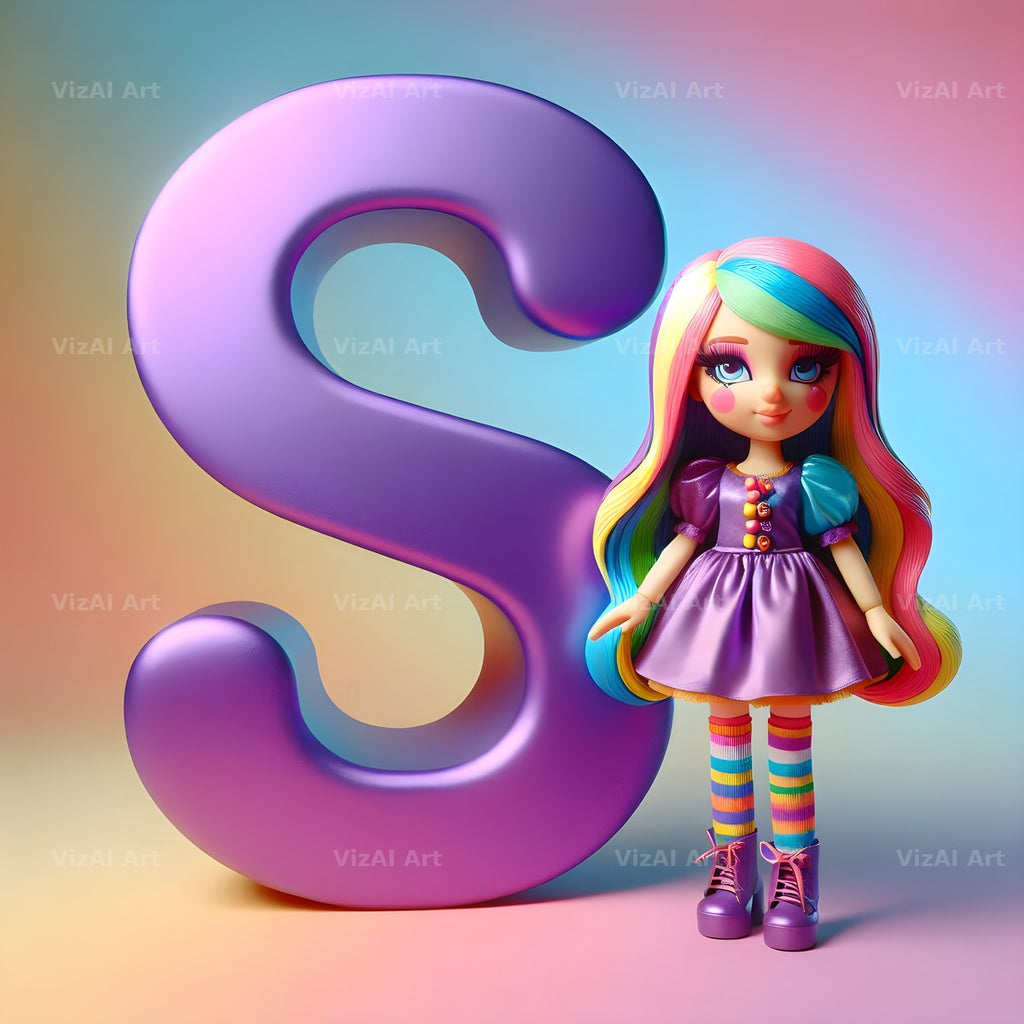 Toy Doll Pastel alphabet letter S