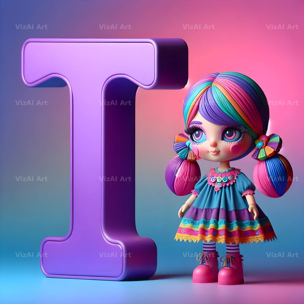 Toy Doll Pastel alphabet letter T
