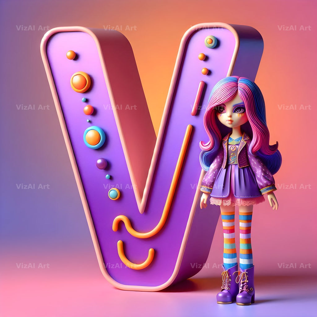 Toy Doll Pastel alphabet letter V