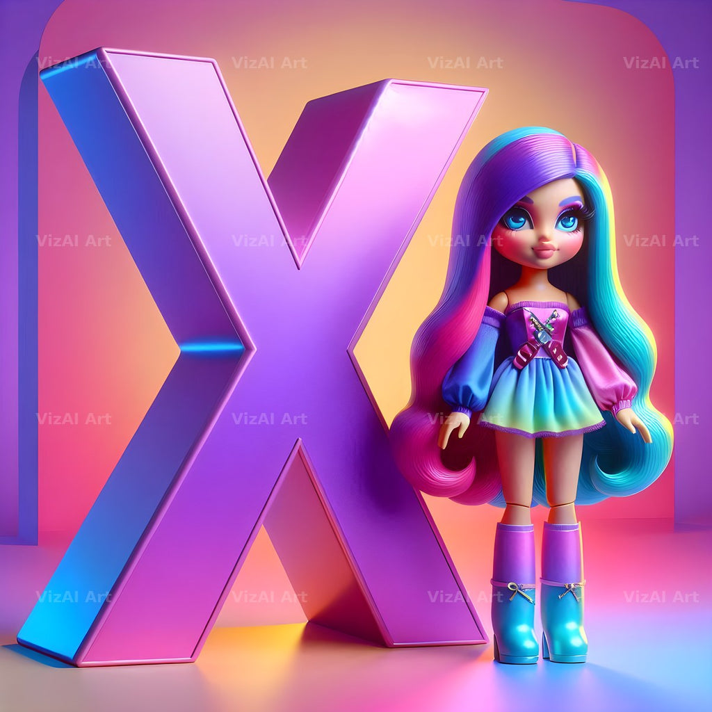 Toy Doll Pastel alphabet letter X