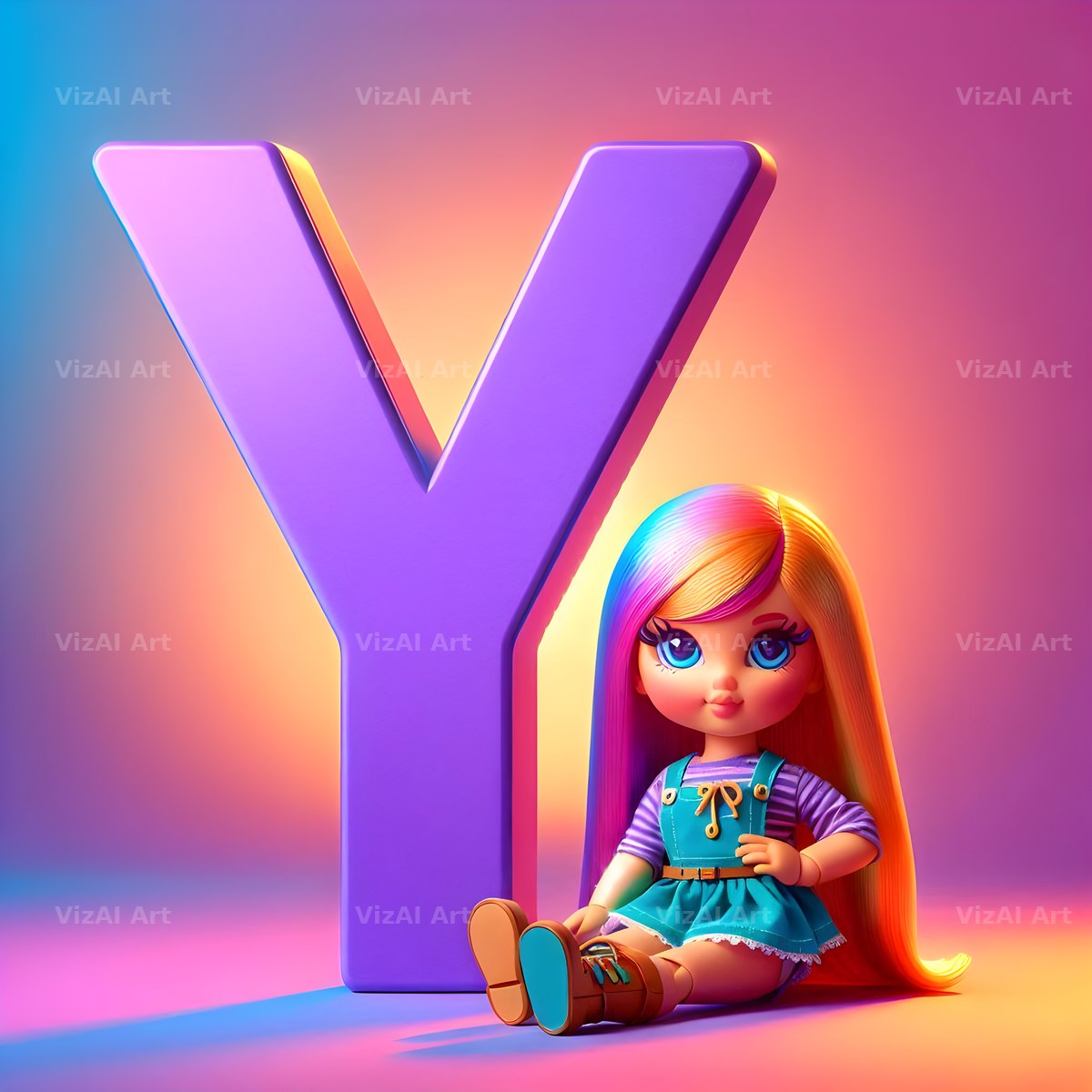 Toy Doll Pastel alphabet letter Y