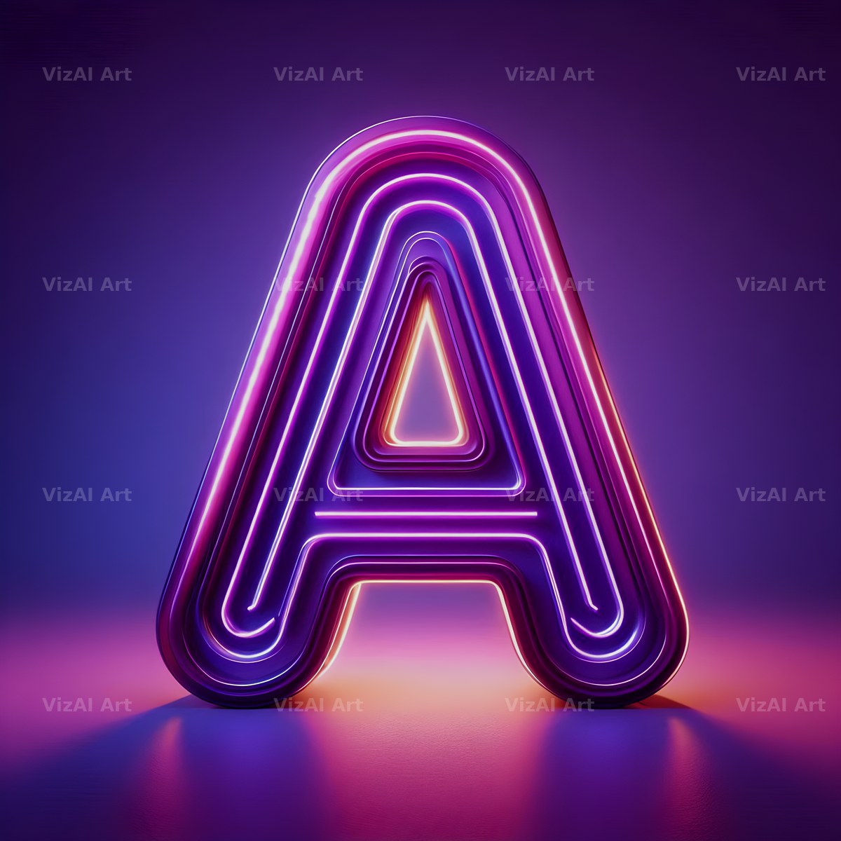 Purple Neon Tube alphabet letter A