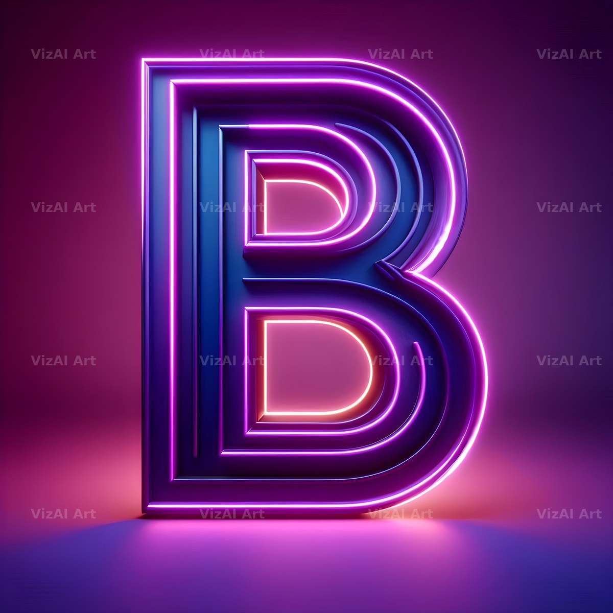 Purple Neon Tube alphabet letter B