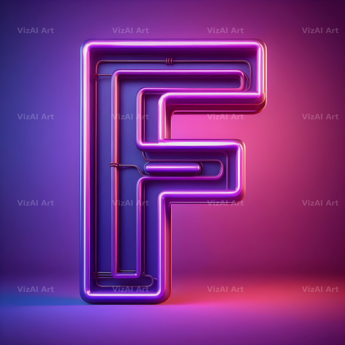 Purple Neon Tube alphabet letter F