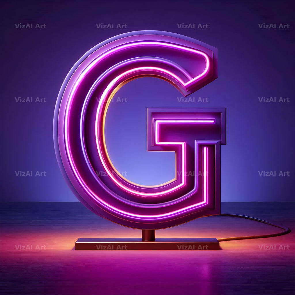 Purple Neon Tube alphabet letter G