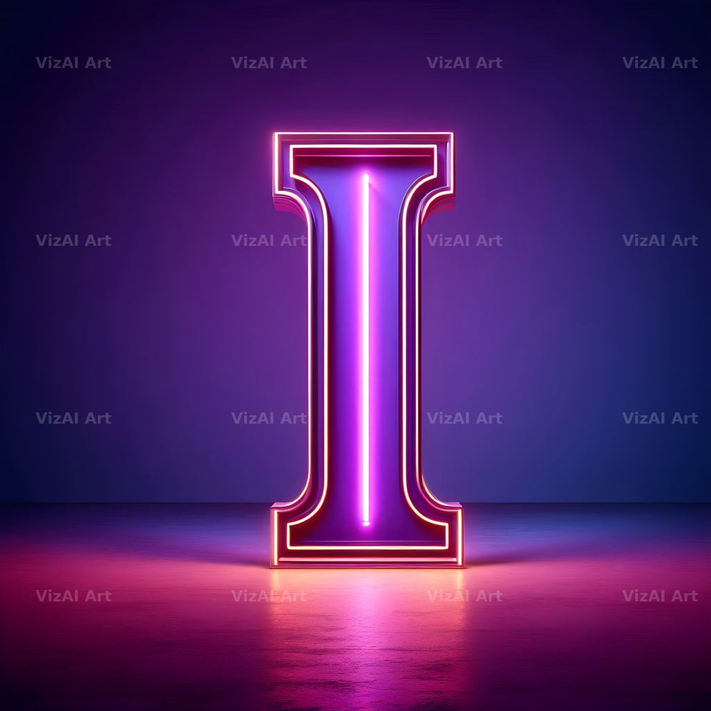 Purple Neon Tube alphabet letter I