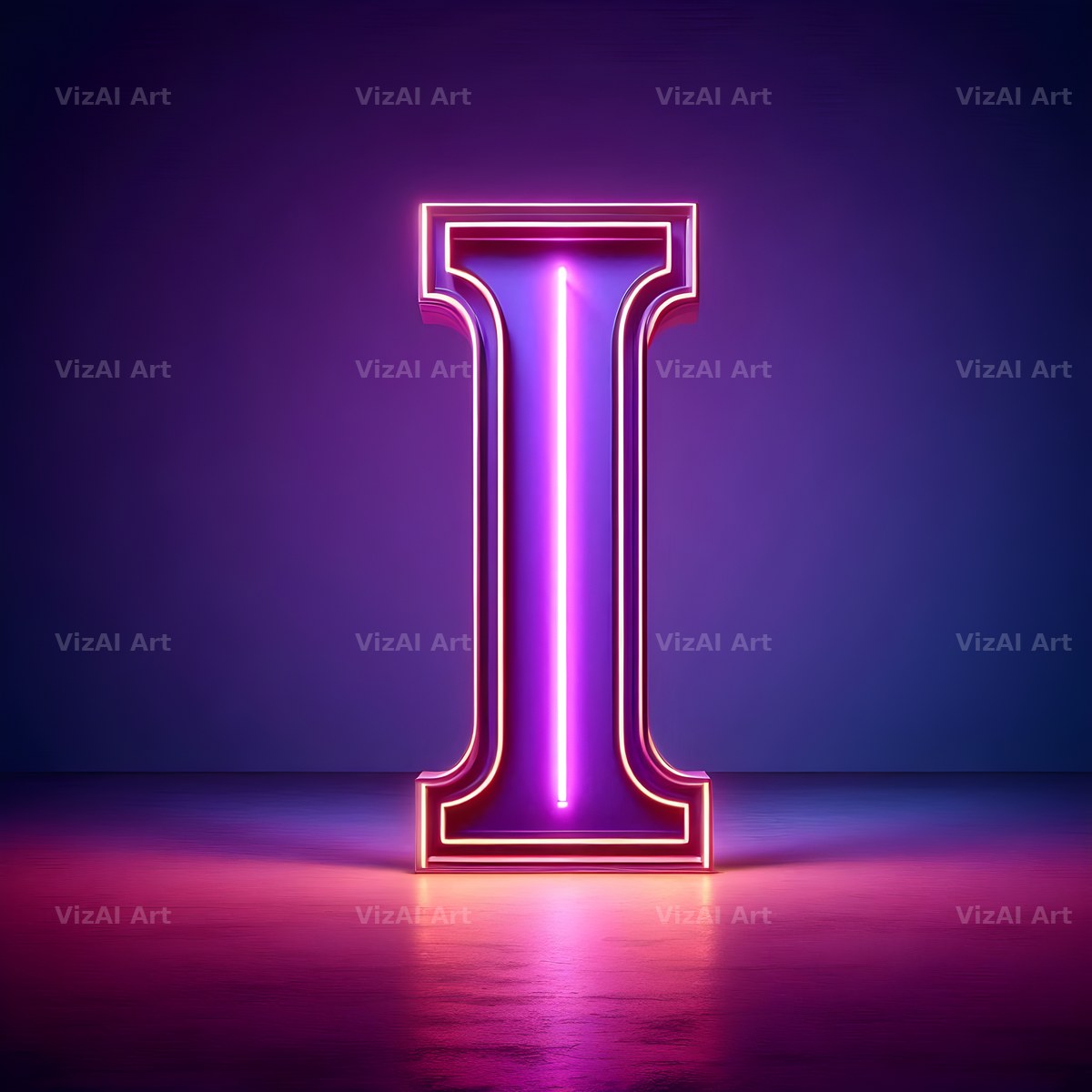 Purple Neon Tube alphabet letter I
