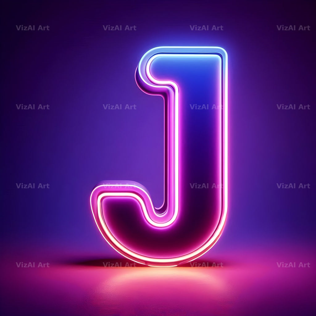 Purple Neon Tube alphabet letter J