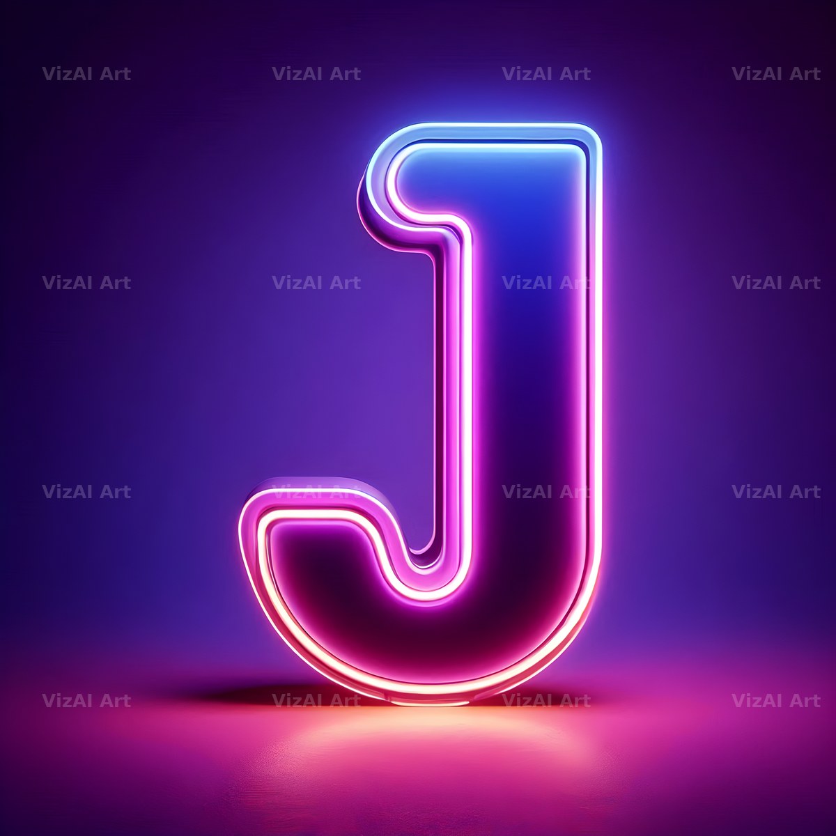 Purple Neon Tube alphabet letter J