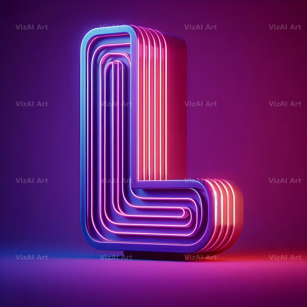 Purple Neon Tube alphabet letter L