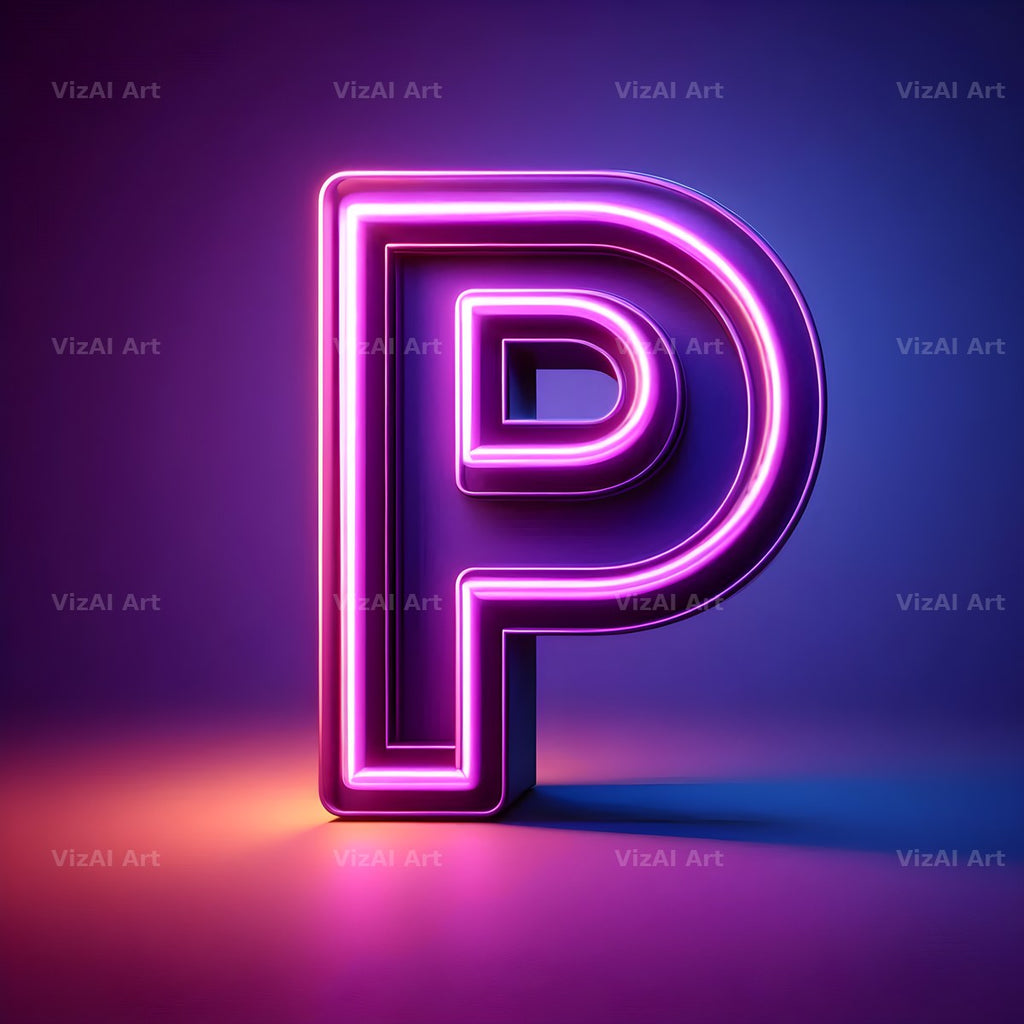 Purple Neon Tube alphabet letter P