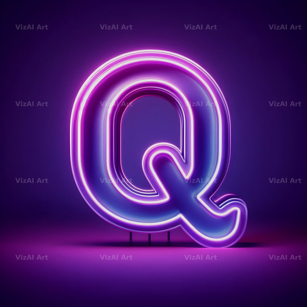 Purple Neon Tube alphabet letter Q