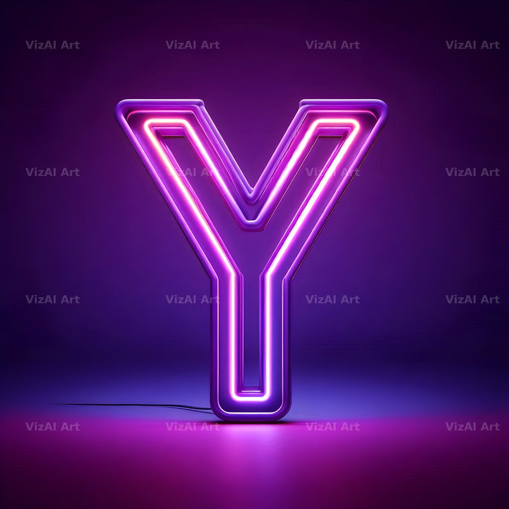 Purple Neon Tube alphabet letter Y