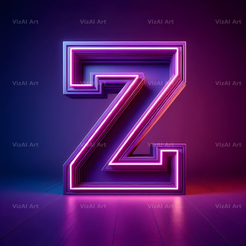 Purple Neon Tube alphabet letter Z