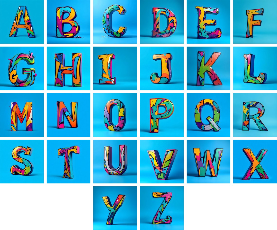 Street Graffiti Tag alphabet — all 26 letters