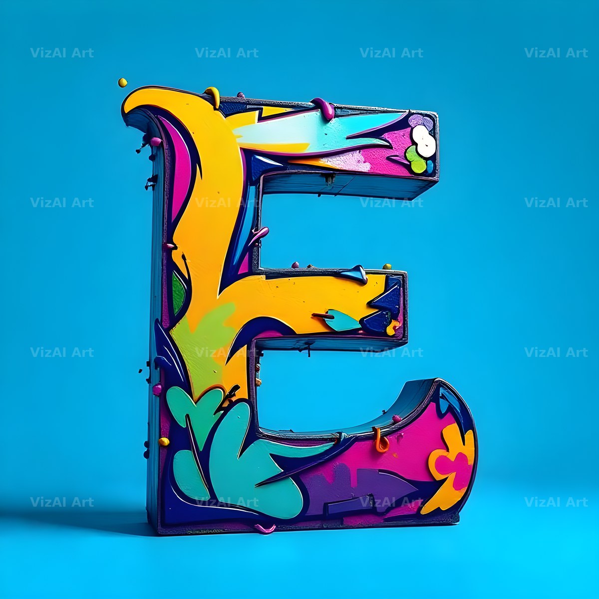 Street Graffiti Tag alphabet letter E