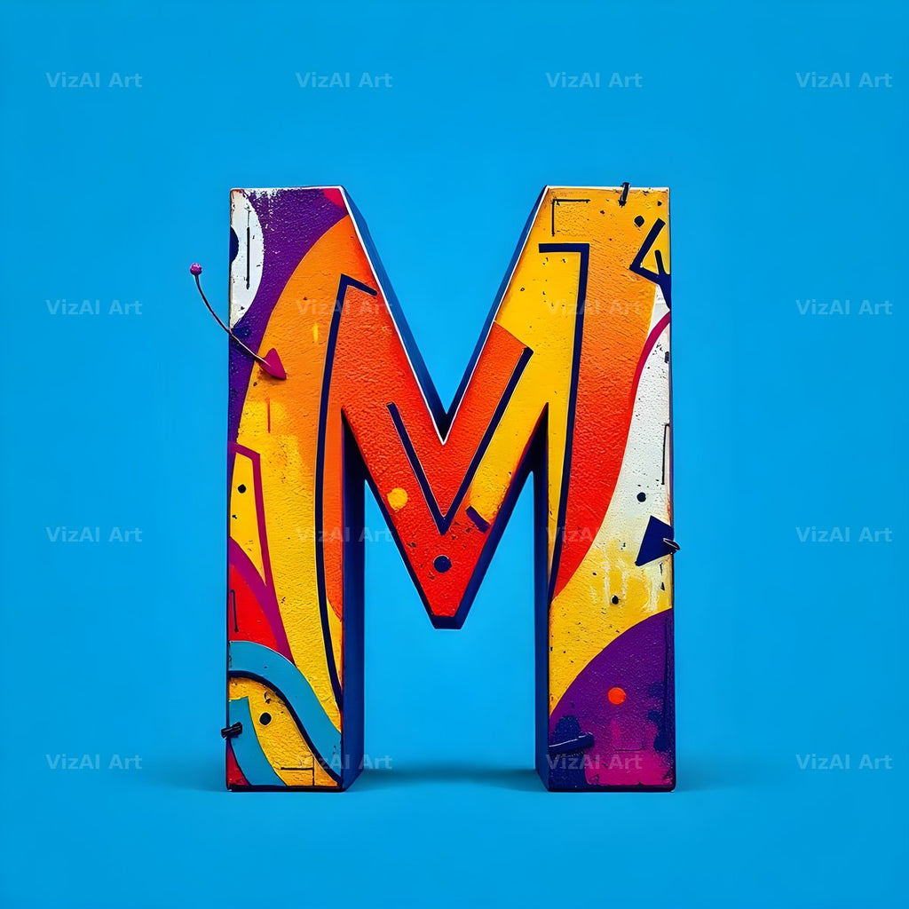 Street Graffiti Tag alphabet letter M