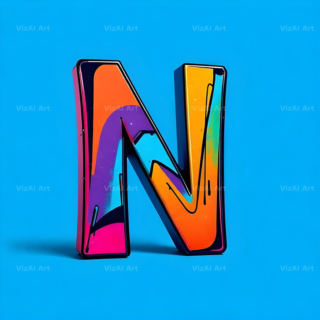 Street Graffiti Tag alphabet letter N