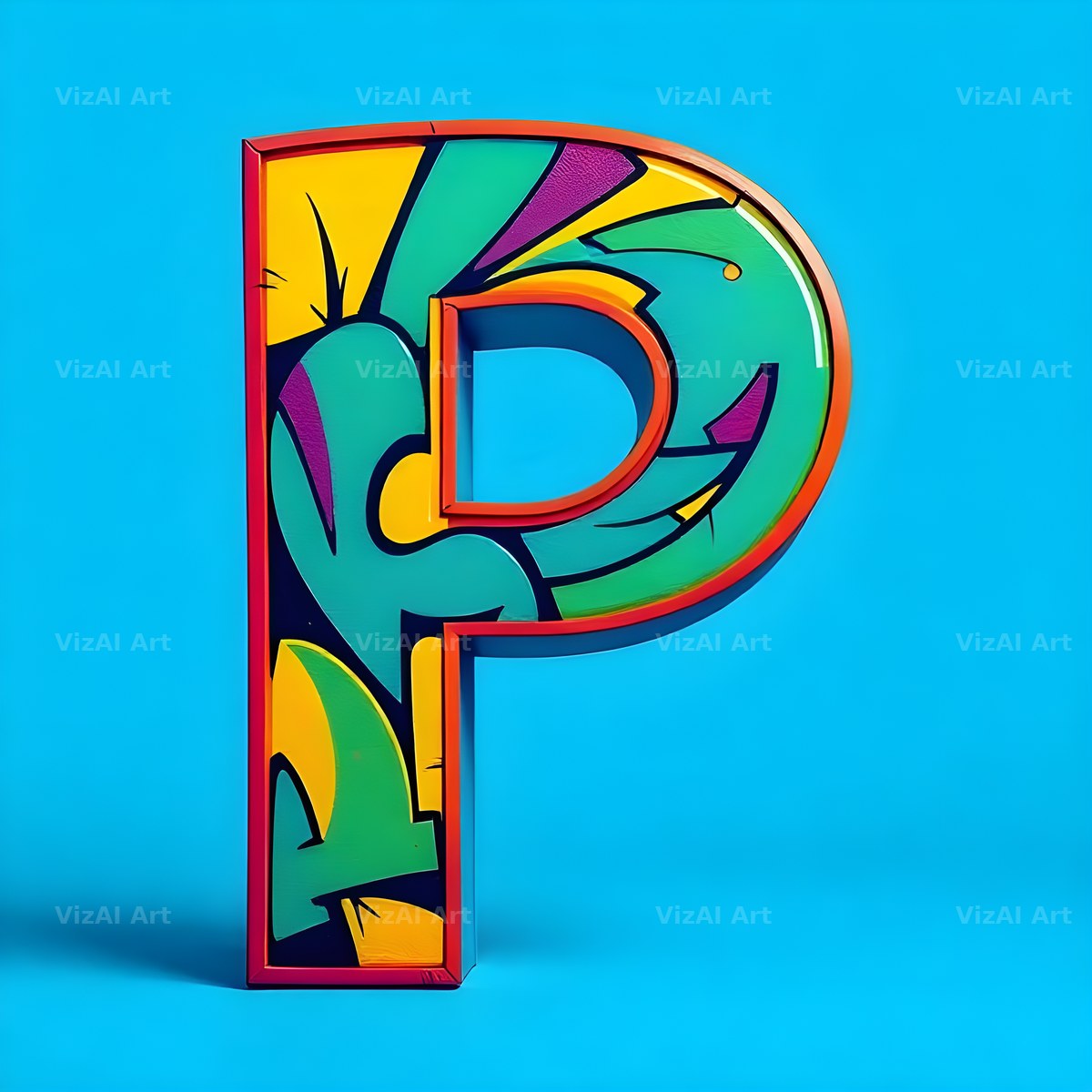 Street Graffiti Tag alphabet letter P