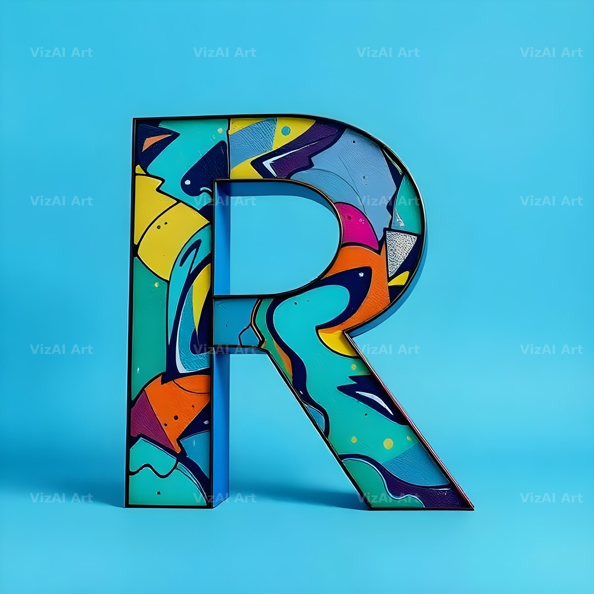 Street Graffiti Tag alphabet letter R