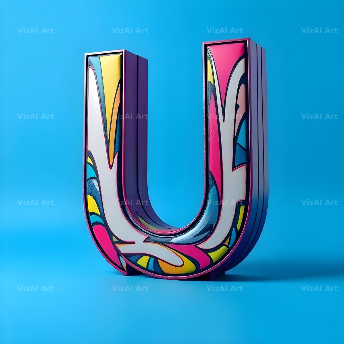 Street Graffiti Tag alphabet letter U