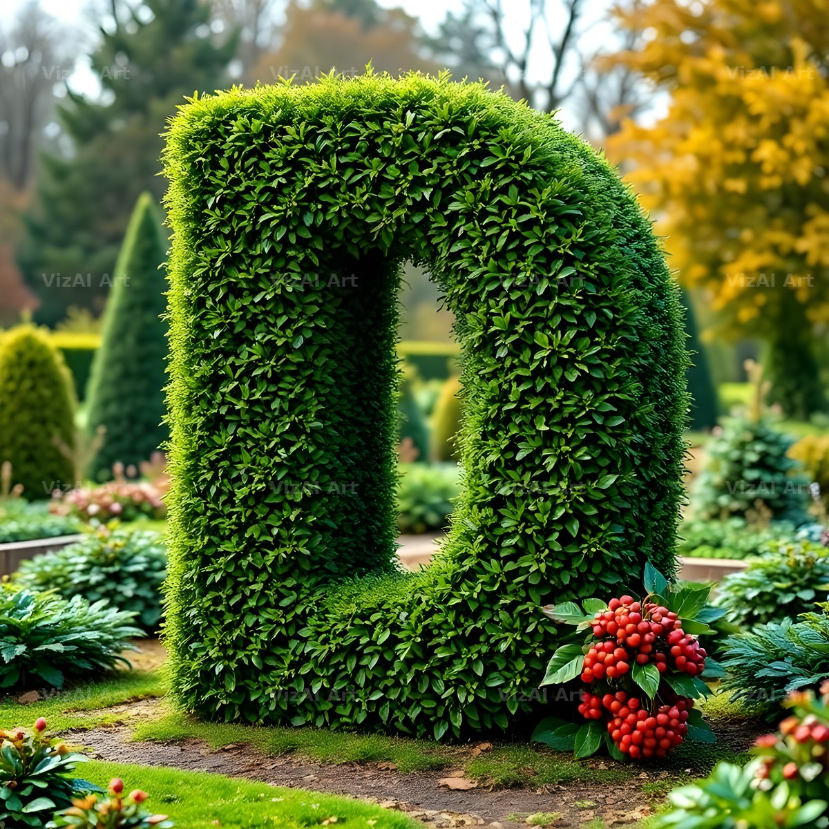 Topiary Hedge alphabet letter D