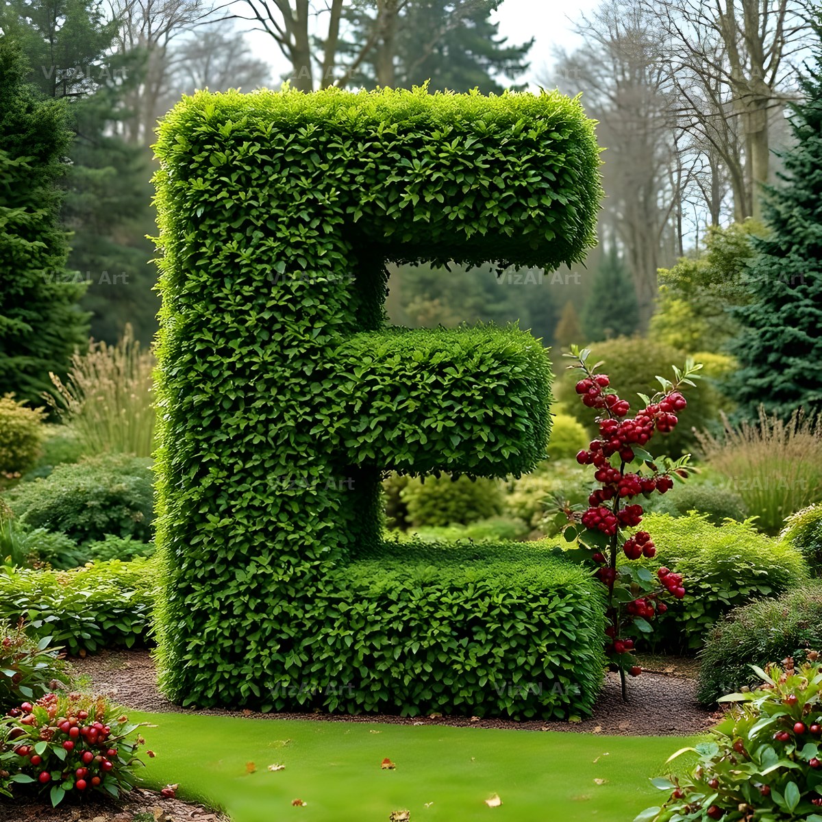 Topiary Hedge alphabet letter E
