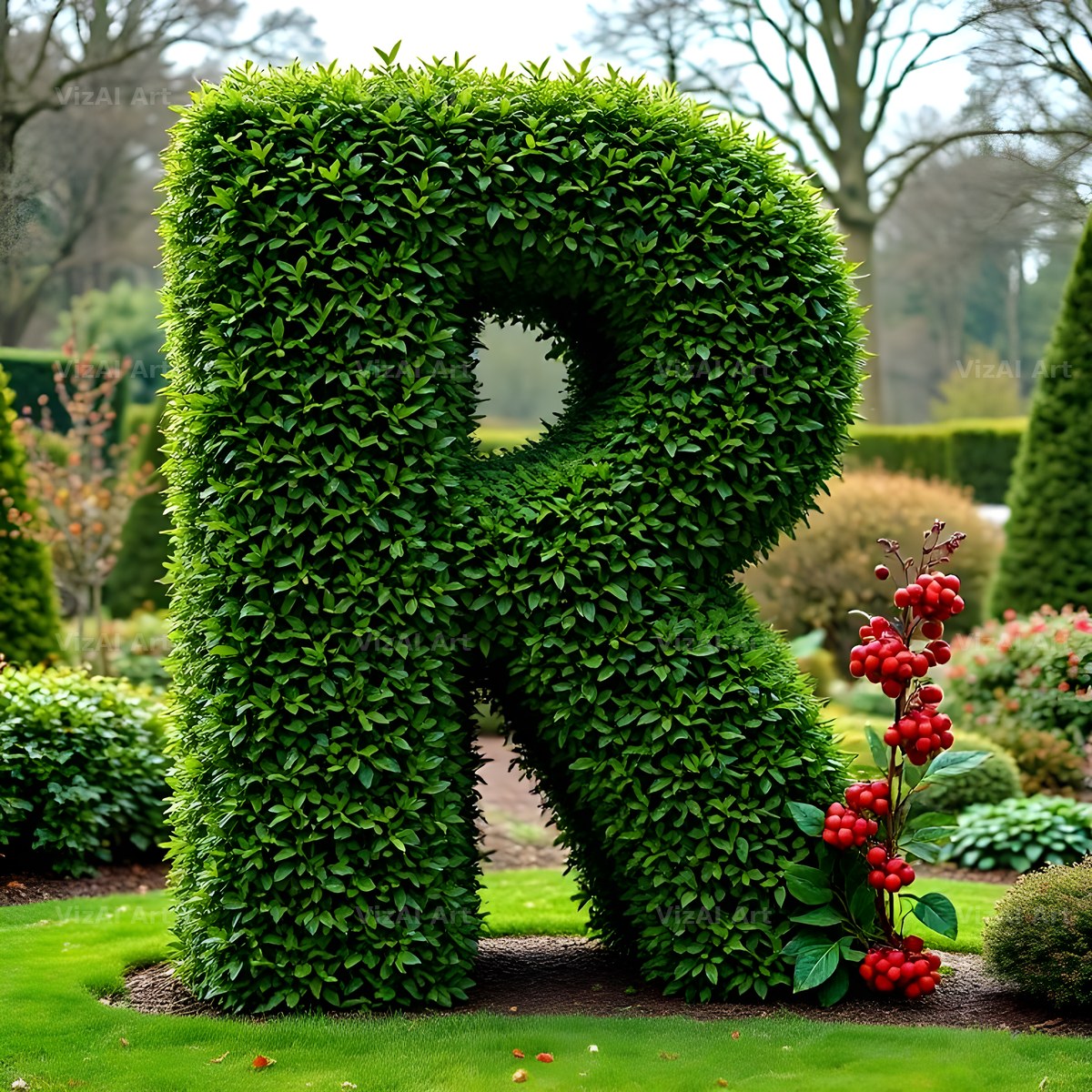 Topiary Hedge alphabet letter R