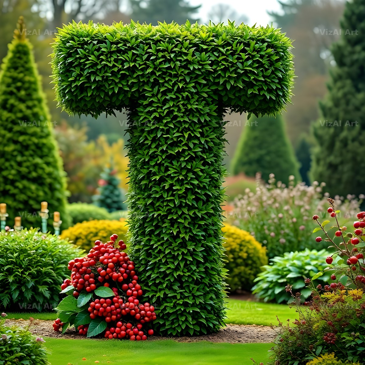Topiary Hedge alphabet letter T