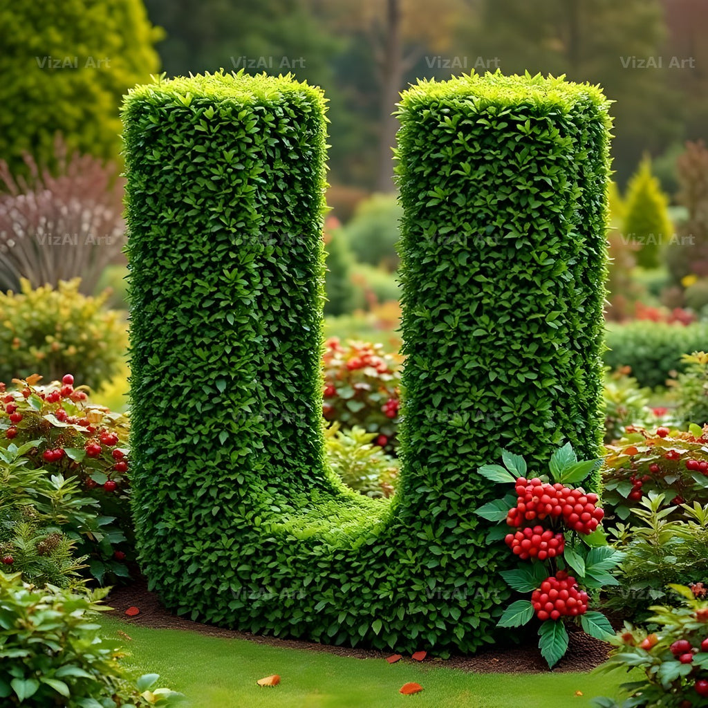 Topiary Hedge alphabet letter U