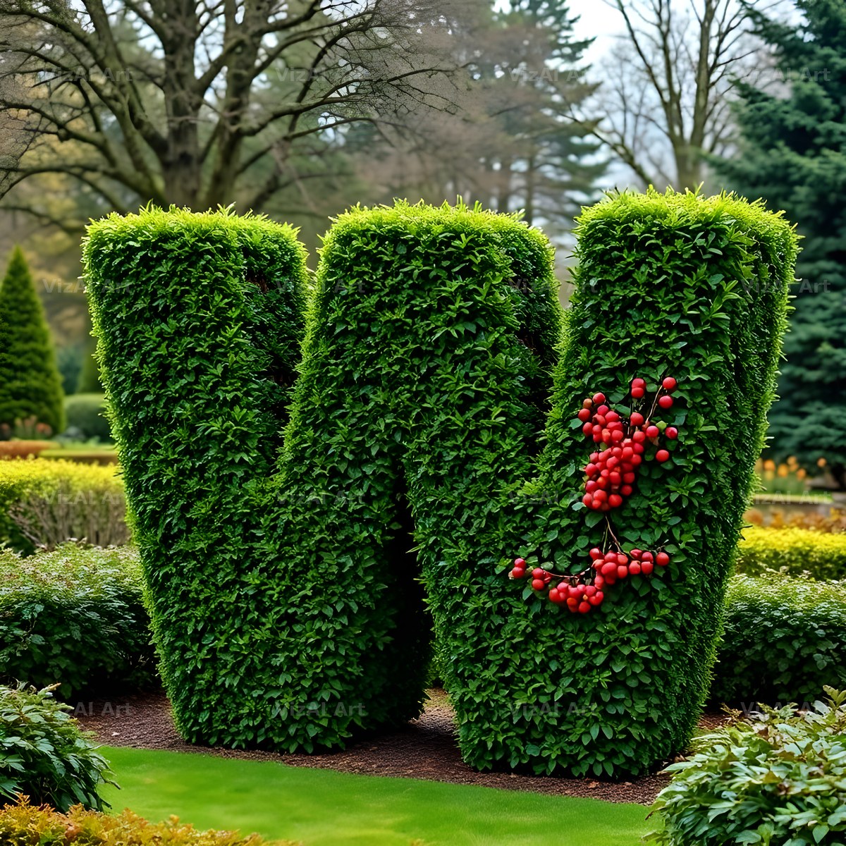 Topiary Hedge alphabet letter W