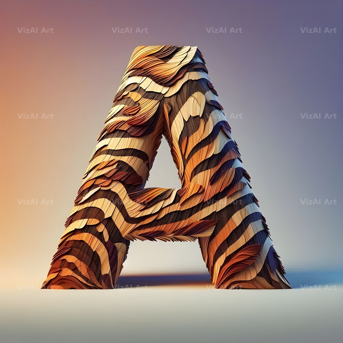 Tiger Stripe Leather alphabet letter A