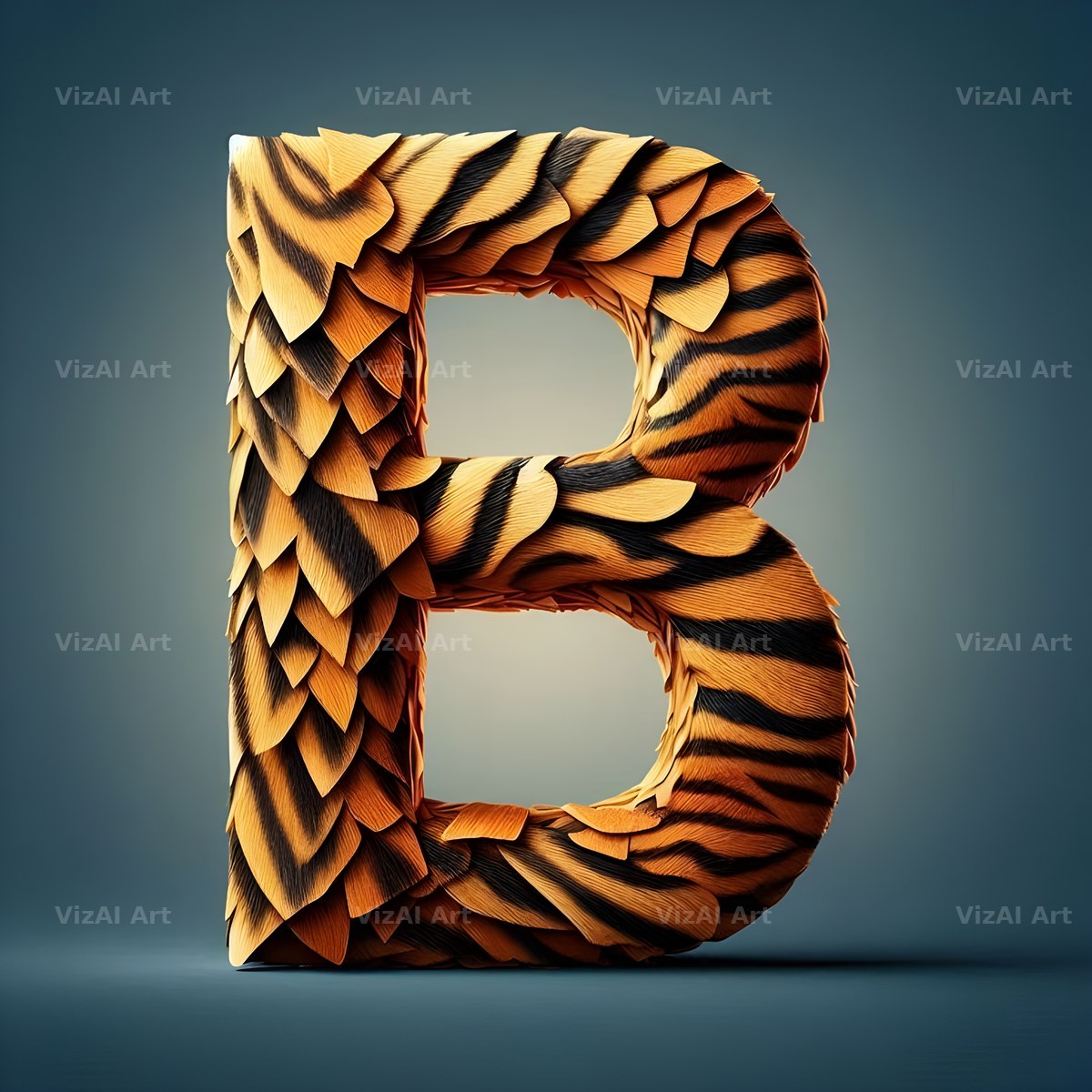 Tiger Stripe Leather alphabet letter B
